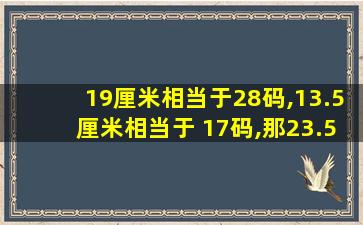 19厘米相当于28码,13.5厘米相当于 17码,那23.5